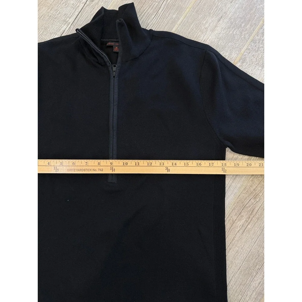 Banana Republic Vintage Quarter Zip Pullover Mens Medium Black Ribbed Knit